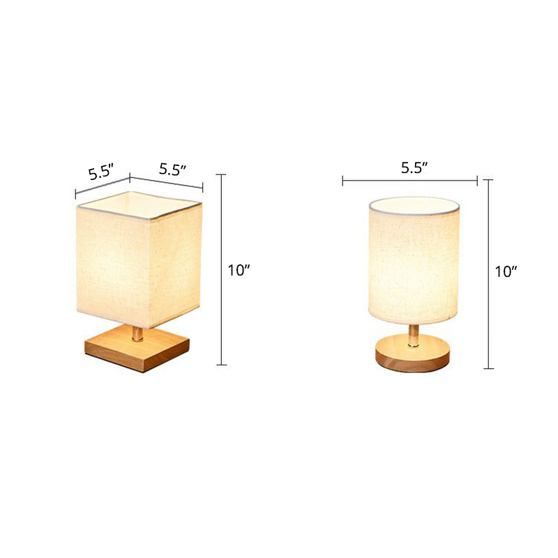 Fabric Shade Table Lamp with Wooden Base