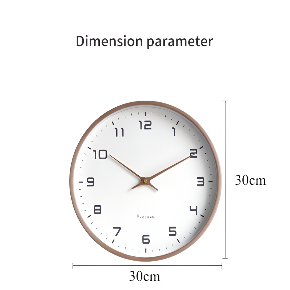 Nordic-Style Silent Quartz Wall Clock with Wood-Look Frame