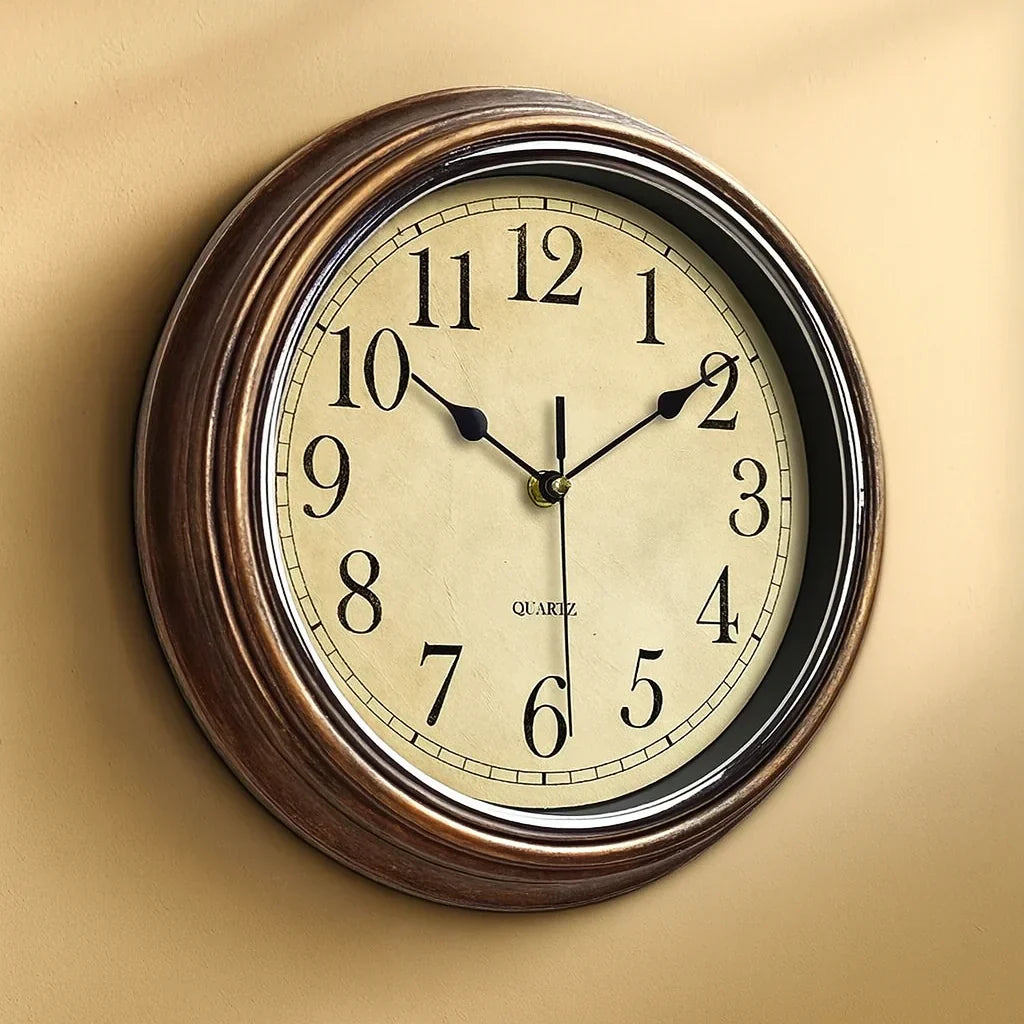 Classic Wooden Wall Clock 12 Inch Silent Quartz Design