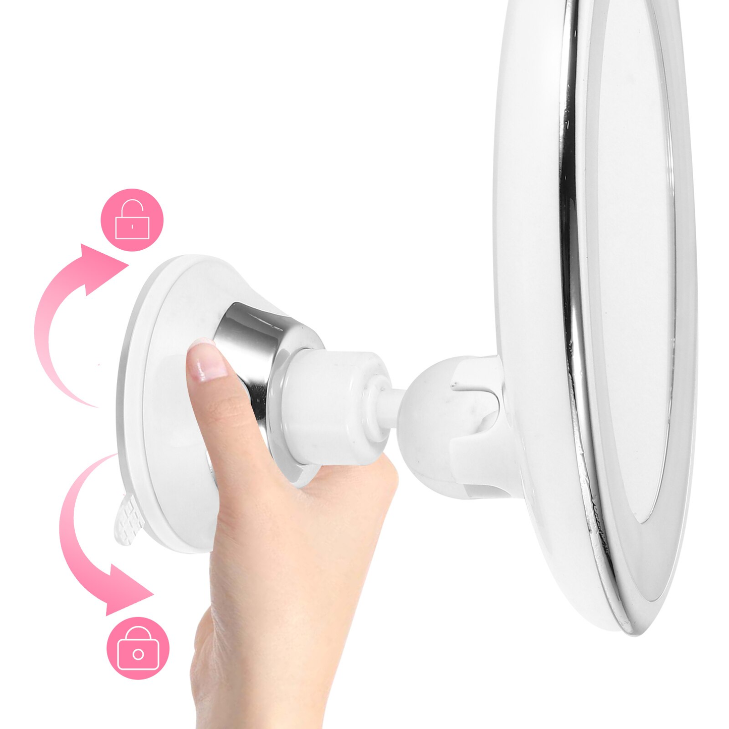 Natural Light Makeup Mirror with 10x Magnification and 360° Rotation