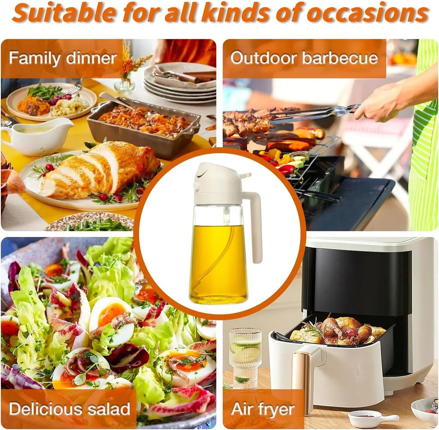 Refillable Glass Oil and Vinegar Spray Pourer