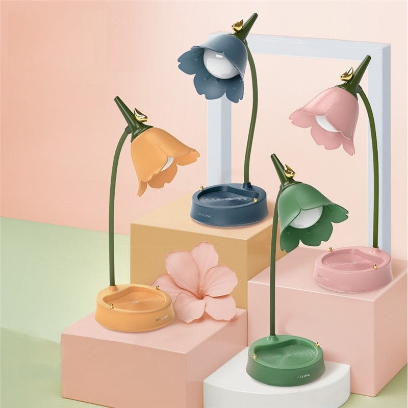 Touch-Sensitive LED Desk Lamp with Flower Petal Shade