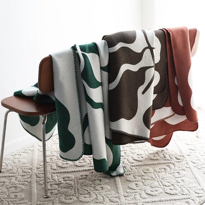 Modern Bohemian Cotton Throw Blanket – Cozy Abstract Design