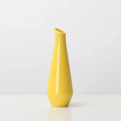 Yellow Porcelain Table Vase - Modern Decorative Jardinière