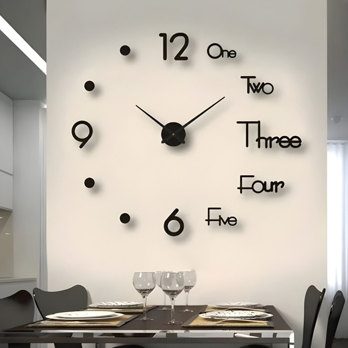 Modern Silent Wall Clock with Unique Number Design