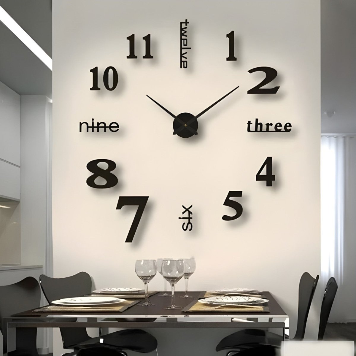 Modern Silent Wall Clock with Unique Number Design