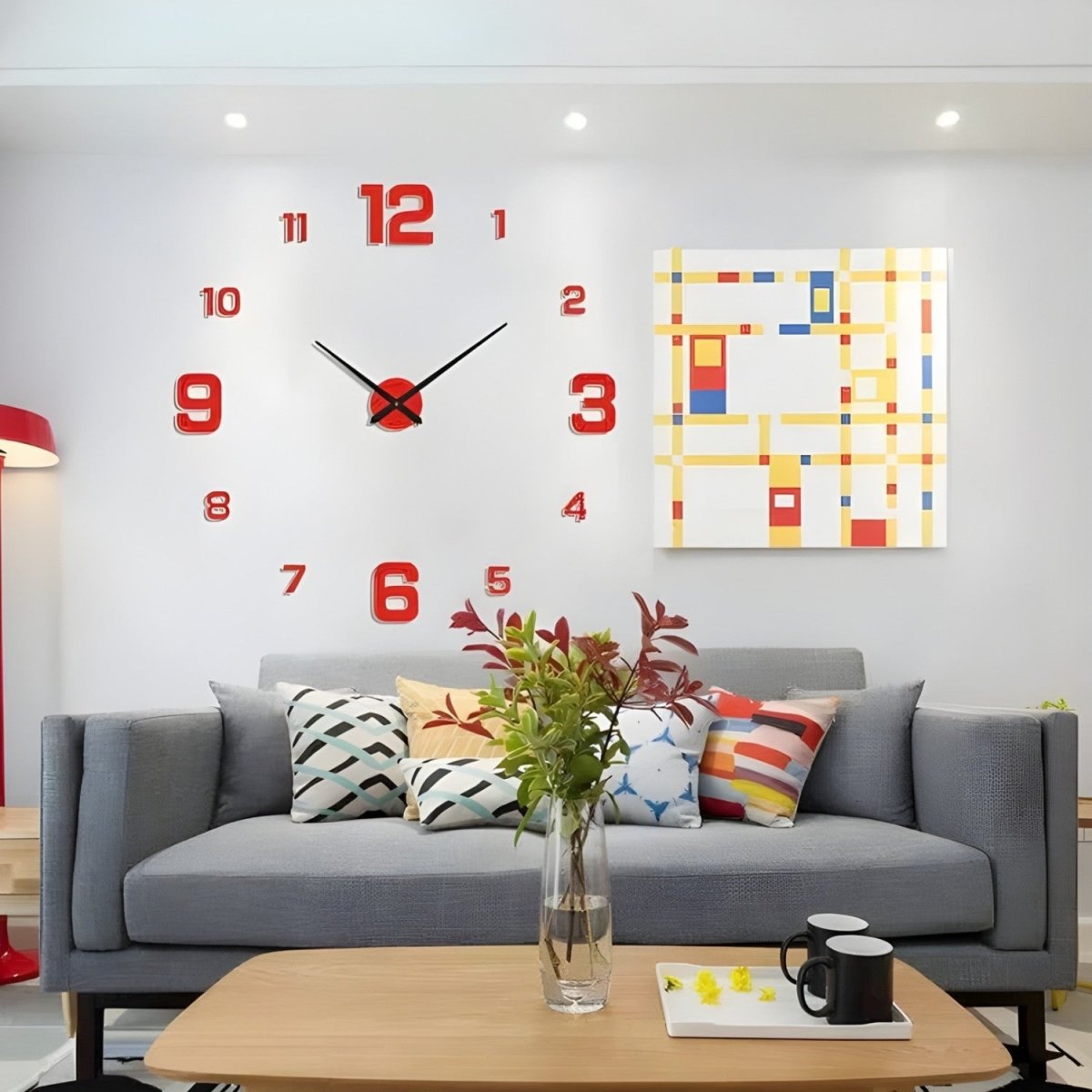 Modern Silent Wall Clock with Unique Number Design