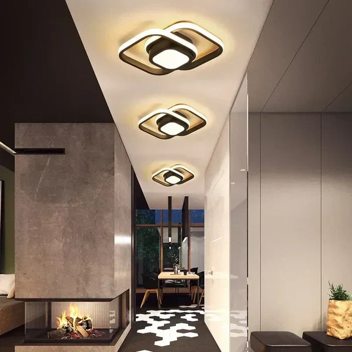 Modern LED Ceiling Light with Double Ring Design
