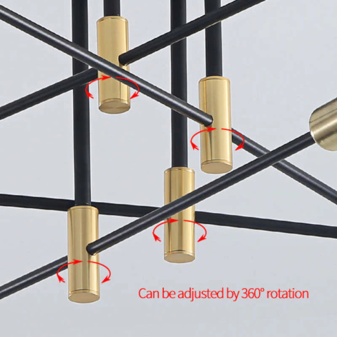 Modern Black and Gold LED Ceiling Light with 4, 6, or 8 Bulbs