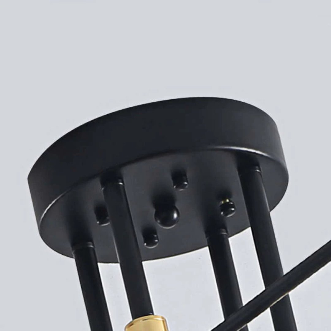 Modern Black and Gold LED Ceiling Light with 4, 6, or 8 Bulbs