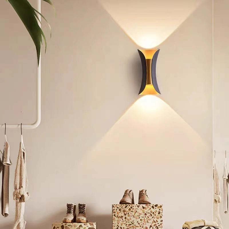 Modern Black-Gold LED Outdoor Wall Lamp