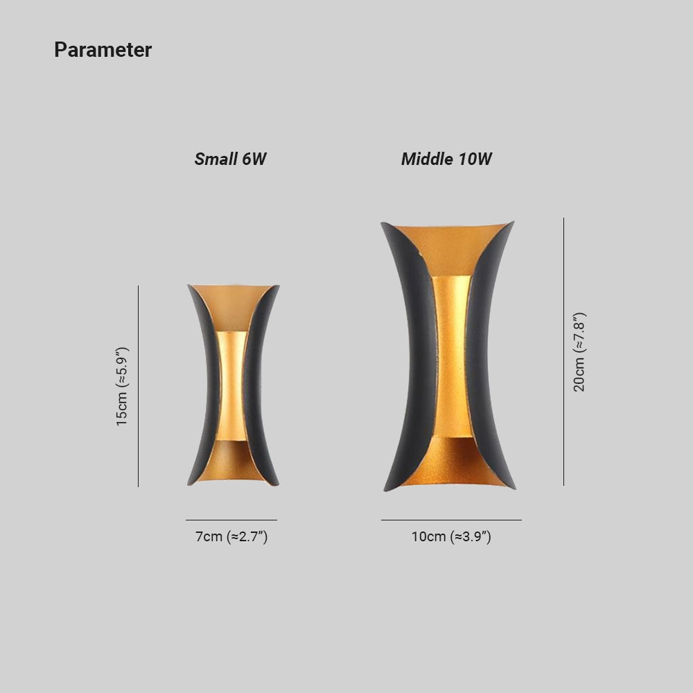 Modern Black-Gold LED Outdoor Wall Lamp