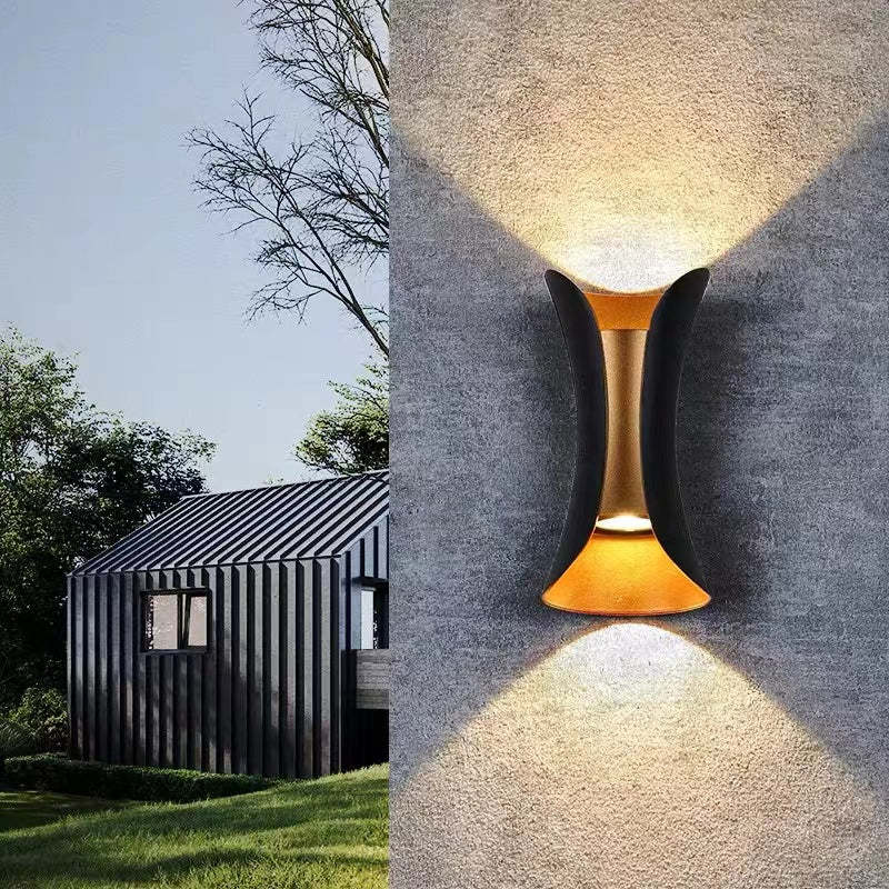Modern Black-Gold LED Outdoor Wall Lamp