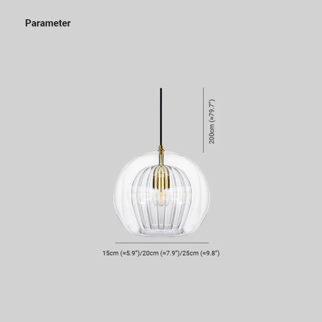 Modern Adjustable Spherical LED Pendant Light in Clear or Amber Glass