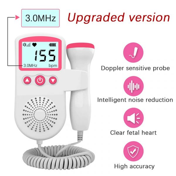 Fetal Doppler Heart Rate Monitor with LCD Display and Speaker