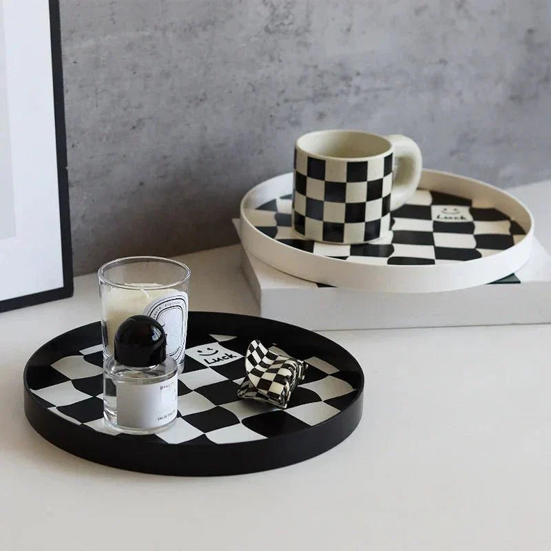 Monochrome Chessboard Plastic Storage Tray
