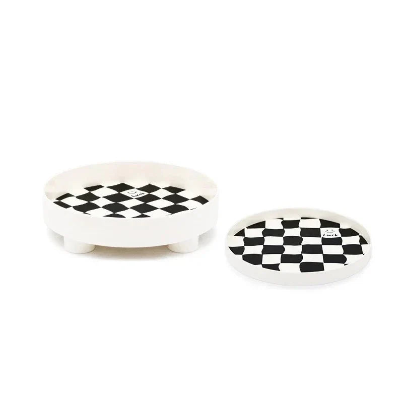 Monochrome Chessboard Plastic Storage Tray