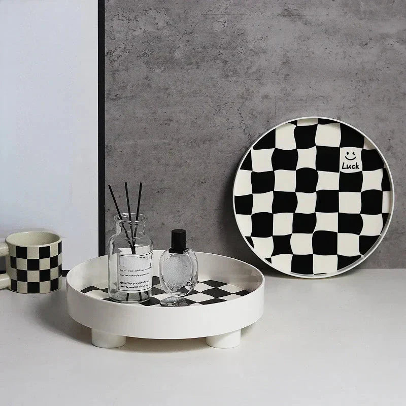 Monochrome Chessboard Plastic Storage Tray