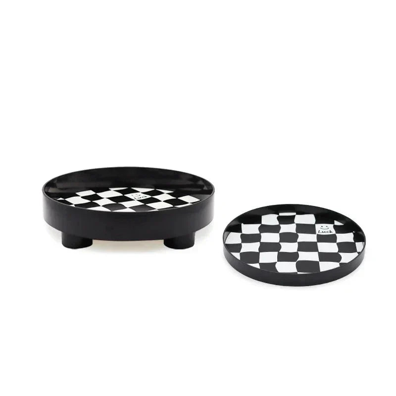 Monochrome Chessboard Plastic Storage Tray