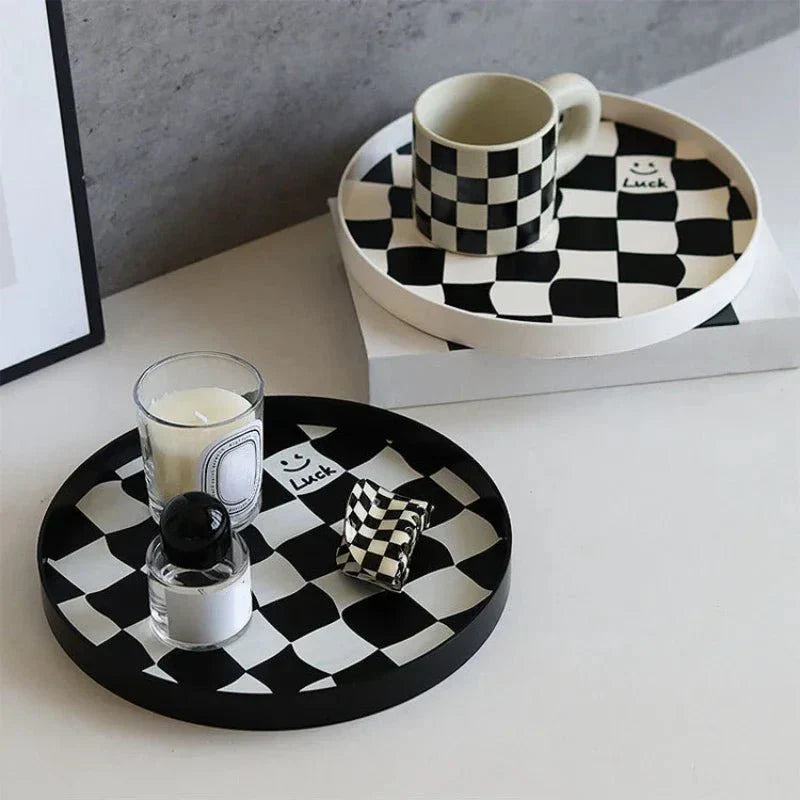 Monochrome Chessboard Plastic Storage Tray