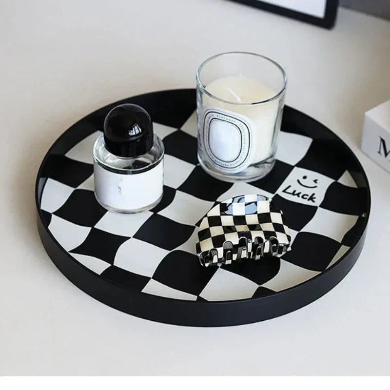 Monochrome Chessboard Plastic Storage Tray