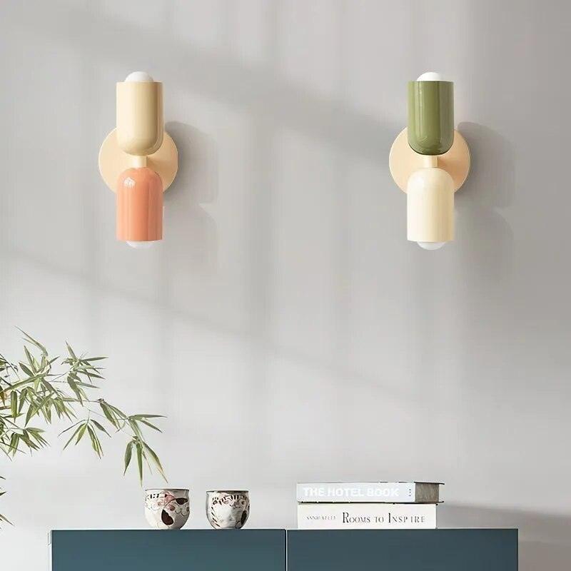 Double-Headed Metal Wall Lamp in Black, White, or Gold