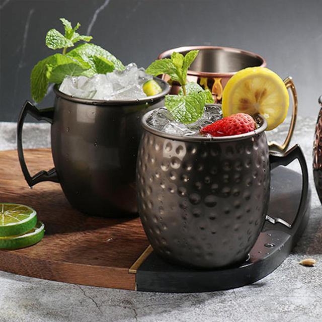 Stainless Steel Moscow Mule Mug - Hammered, Smooth, or Diamond Finish in Silver, Copper, or Rose Gold