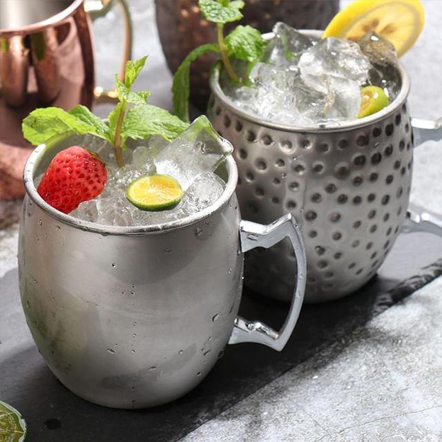 Stainless Steel Moscow Mule Mug - Hammered, Smooth, or Diamond Finish in Silver, Copper, or Rose Gold