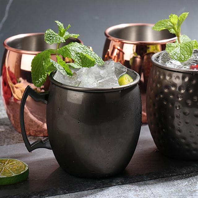 Stainless Steel Moscow Mule Mug - Hammered, Smooth, or Diamond Finish in Silver, Copper, or Rose Gold