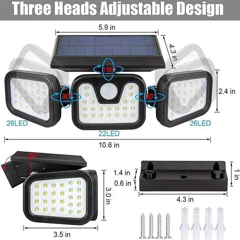 Solar Motion Sensor Outdoor Light with 74 LEDs