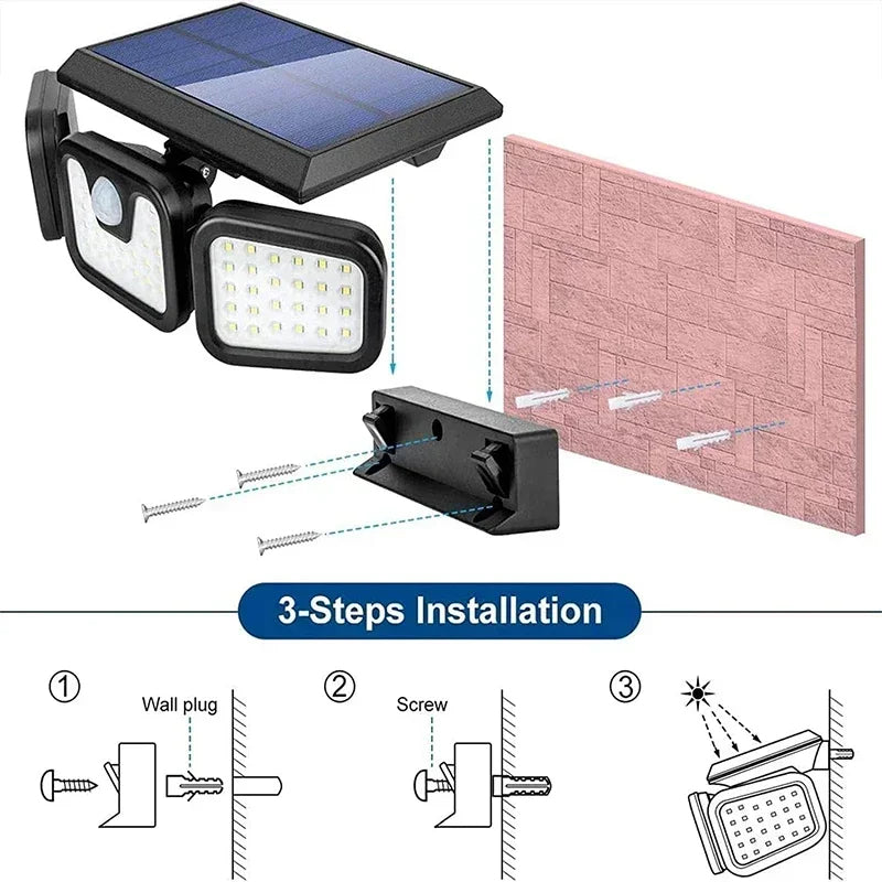 Solar Motion Sensor Outdoor Light with 74 LEDs
