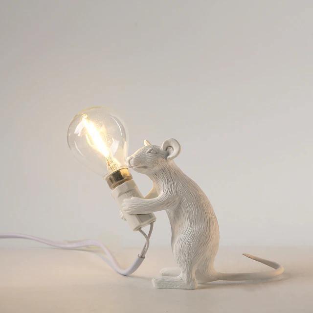 Gold and White Mouse Lamp - Unique Home Decor Accent