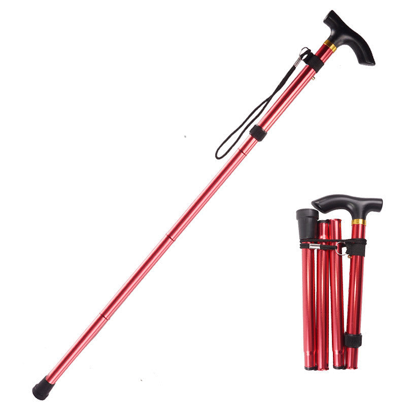 Foldable Adjustable Support Cane with Ergonomic Grip