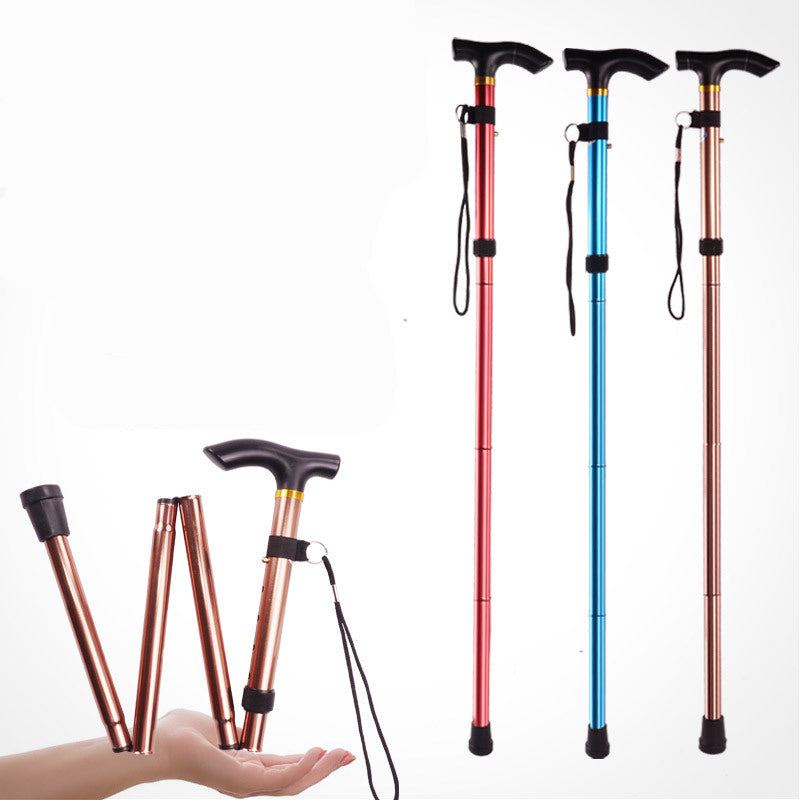 Foldable Adjustable Support Cane with Ergonomic Grip