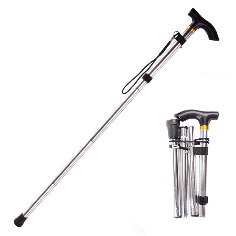 Foldable Adjustable Support Cane with Ergonomic Grip