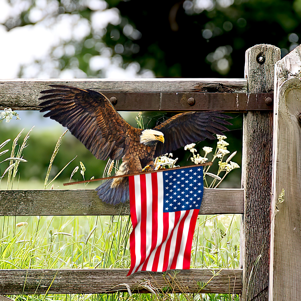 Eagle American Flag Metal Wall Sign 12-22 Inch