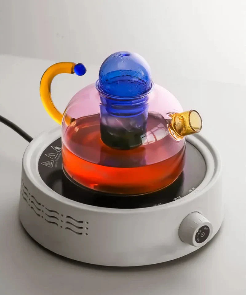 Color Bloom Borosilicate Glass Teapot and Cup Set