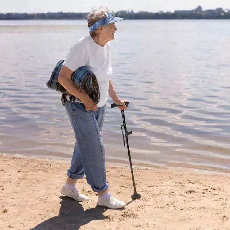 Adjustable LED Flashlight Walking Cane with Anti-Slip Tip and Emergency Alarm