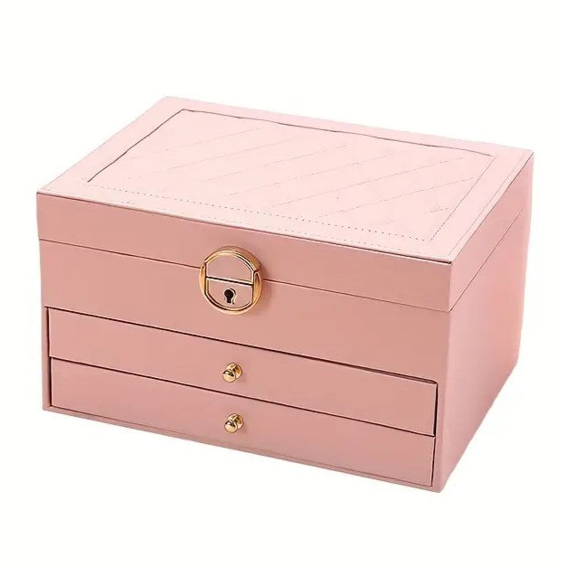 Multilayer Leather Jewellery Box with Soft Interior Lining