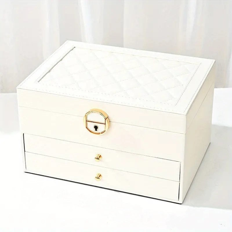 Multilayer Leather Jewellery Box with Soft Interior Lining