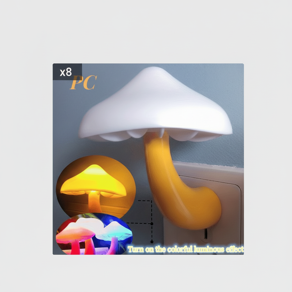Mushroom LED Night Light with Touch Sensor and Vintage Design