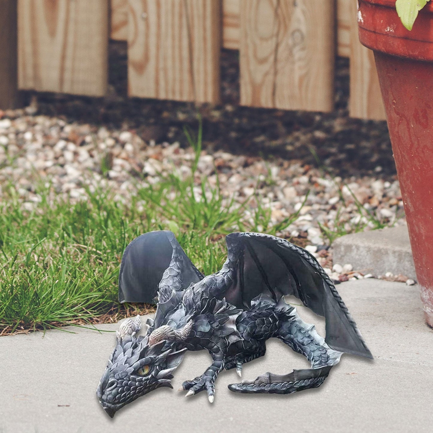 Weather-Resistant Dragon Guardian Figure for Garden and Terrace