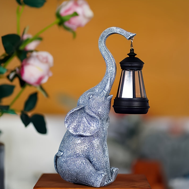 Solar-Powered Elephant Table Lamp for Indoor and Outdoor Decor