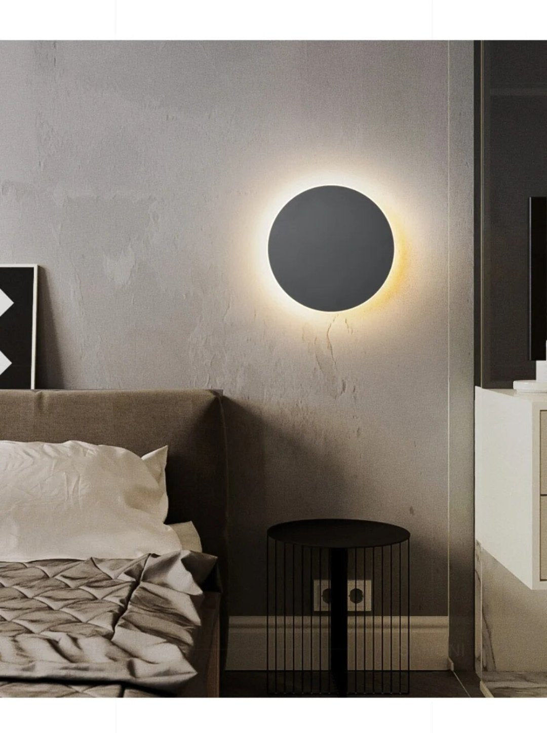 Round LED Wall Light - Modern Aluminum Design, Warm White Illumination