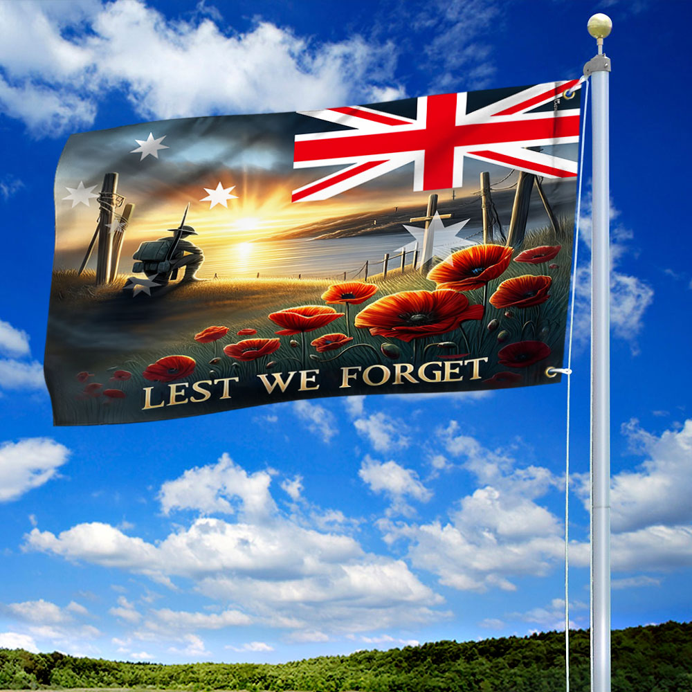 Lest We Forget Grommet Flag for Anzac Day and Remembrance Day