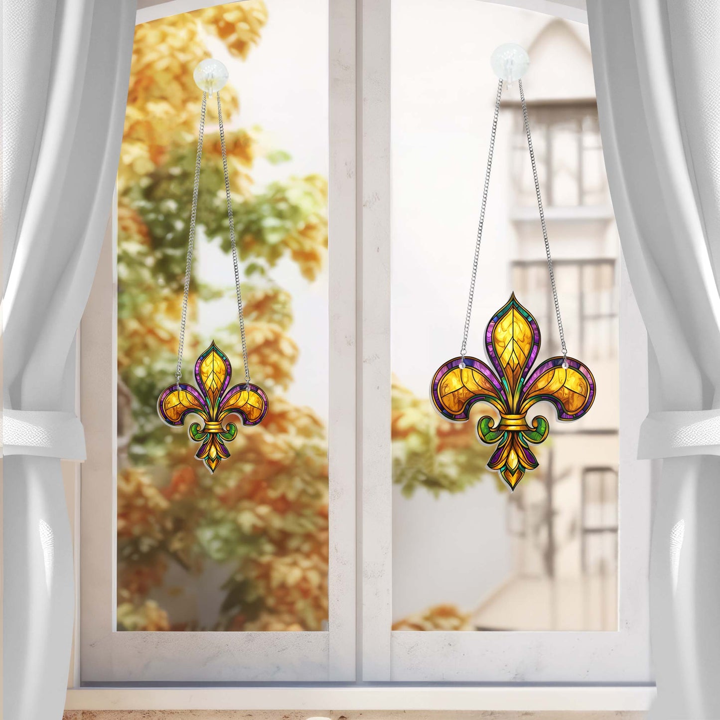 Fleur De Lis Acrylic Suncatcher for Mardi Gras Decor