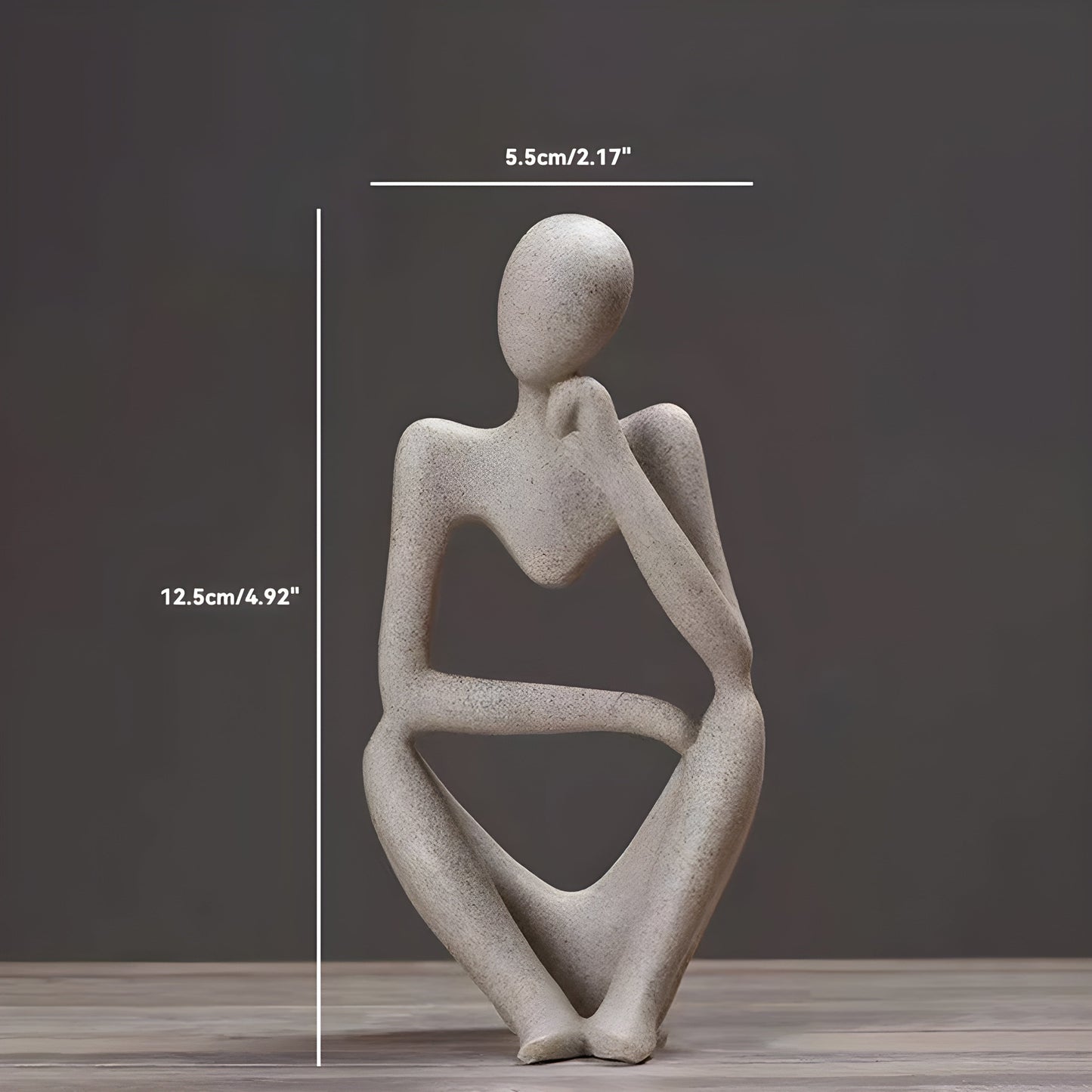 Abstract Yoga Thinker Sculpture in Sand-Hued Scandinavian Design
