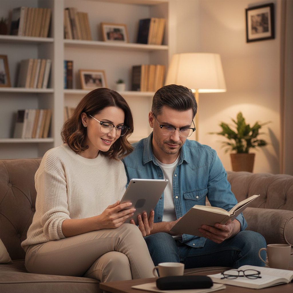 Blue Light Reading Glasses with Lightweight Frame and Magnification