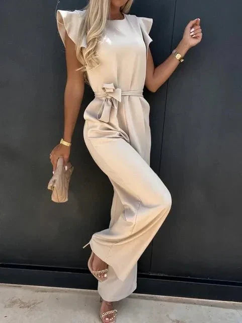 Elegant Women's Jumpsuit with Ruffle Sleeves