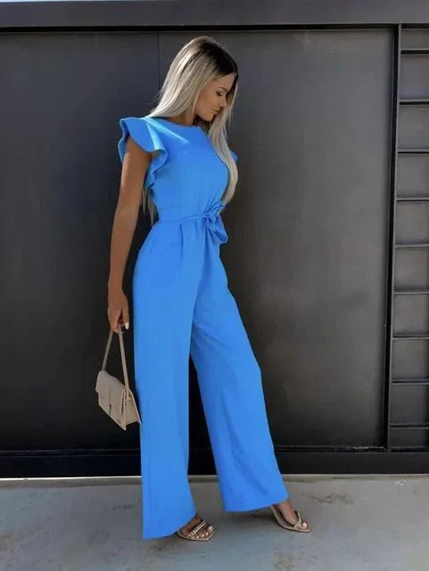 Elegant Women's Jumpsuit with Ruffle Sleeves